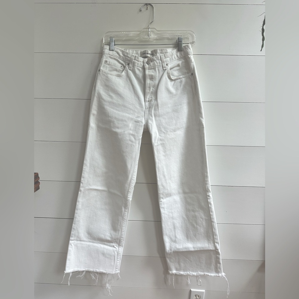 Classic Reformation White Straight Leg Gorgeous Jeans Quiet Luxury Style, Staple
